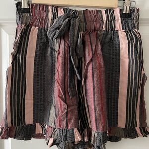Angie High Waist Striped Shorts - Pink and Black